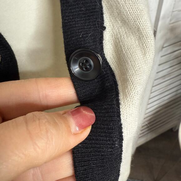 NWT BCBGMAXAZRIA Women's Small Med Cape Poncho Cardigan Wool Angora Cream Black - Picture 6 of 14